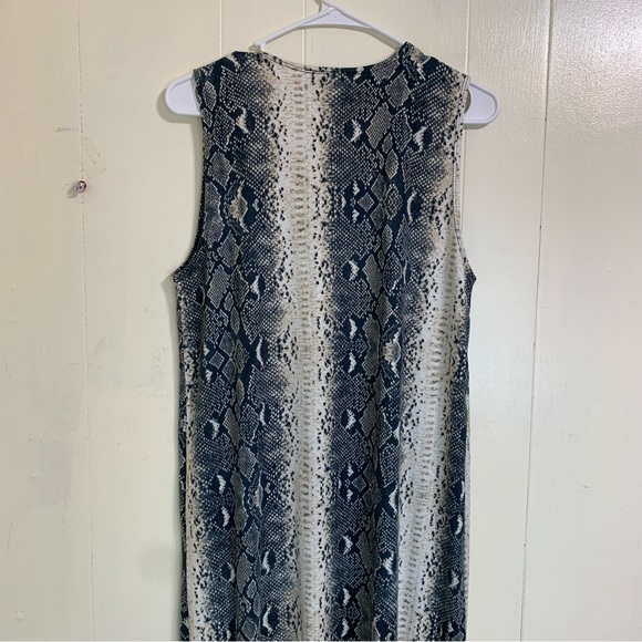 L&B Lucky Blessed Snake Print Sleeveless Fringe Long Duster Cardigan Size Small - Picture 10 of 16